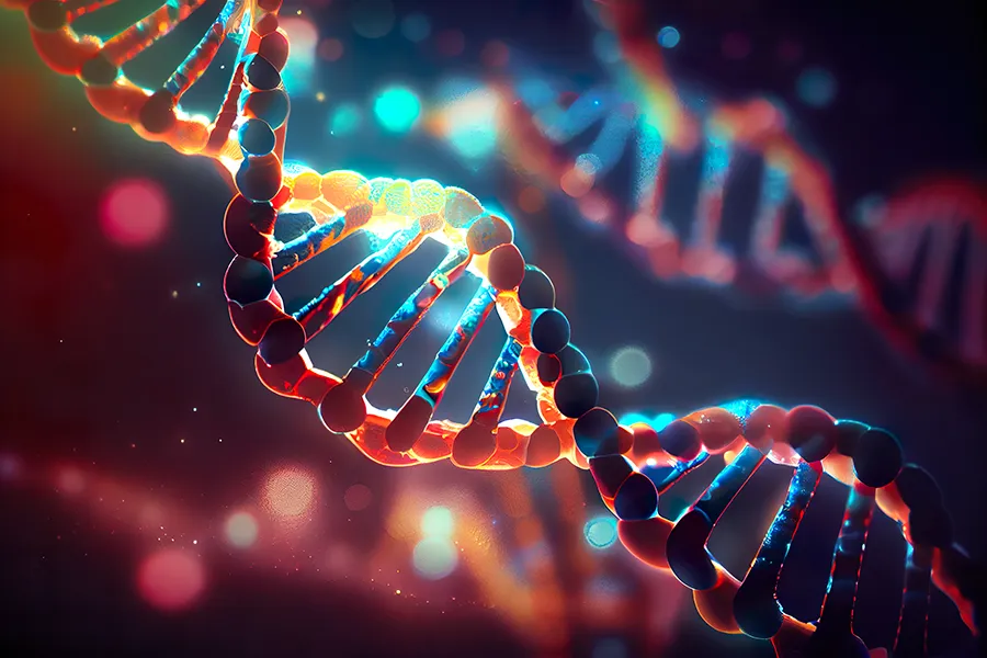 3D illustration of DNA strands. Schedule DNA and genetic testing from Morgan Burns, APRN in New Smyrna Beach.